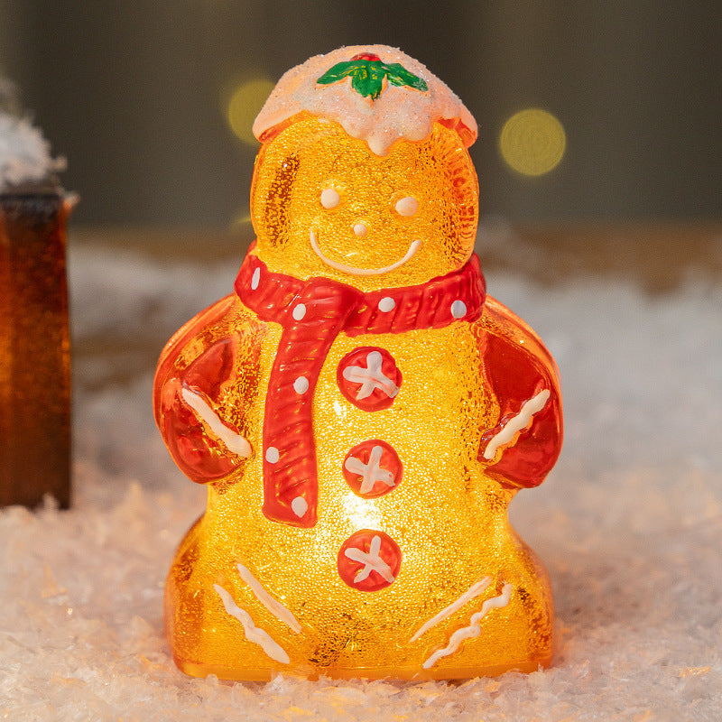 Cute Glowing Christmas Gingerbread Man Snowman Ornaments Christmas Gift Decoration