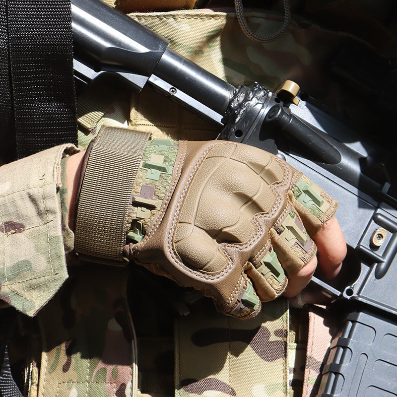 Camouflage Half Finger Nylon Gloves – Non-Slip Summer Sports Wear