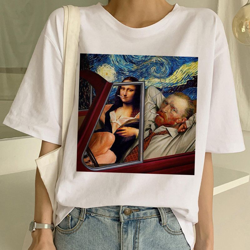 Women's Modal Art Print T Shirt Van Gogh Regular