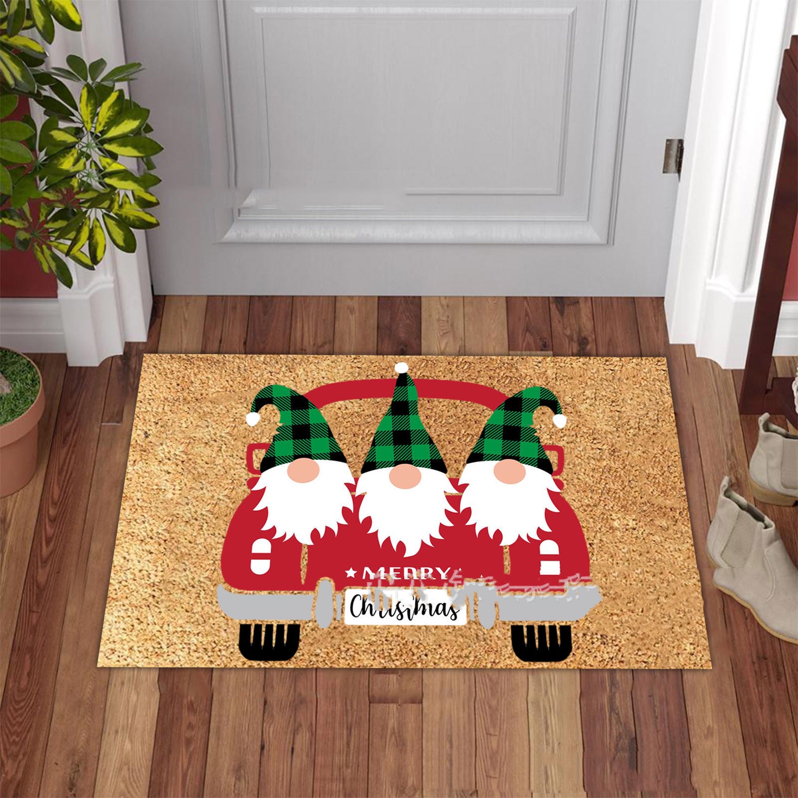 Christmas Series Flannel Floor Mat Non-slip Fluffy Carpet