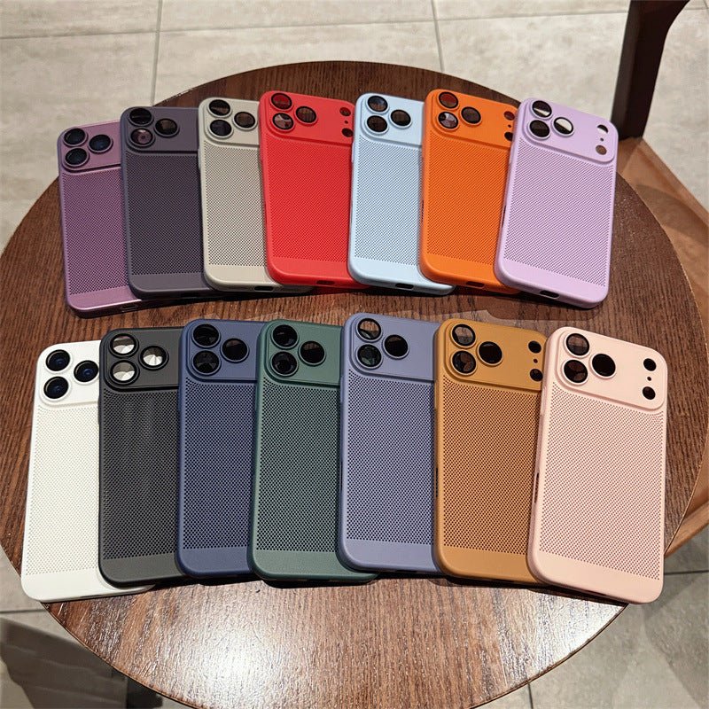Heat Dissipation Mesh Phone Case with Lens Protector Breathable Frosted Cover for 17 Series