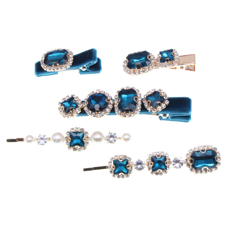 Colorful Fashion Rhinestone Flannel Ladies Hair Accessories Set