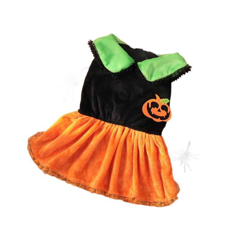 Halloween Pumpkin Pet Costume – Classic Skirt Outfit for Dogs and Cats