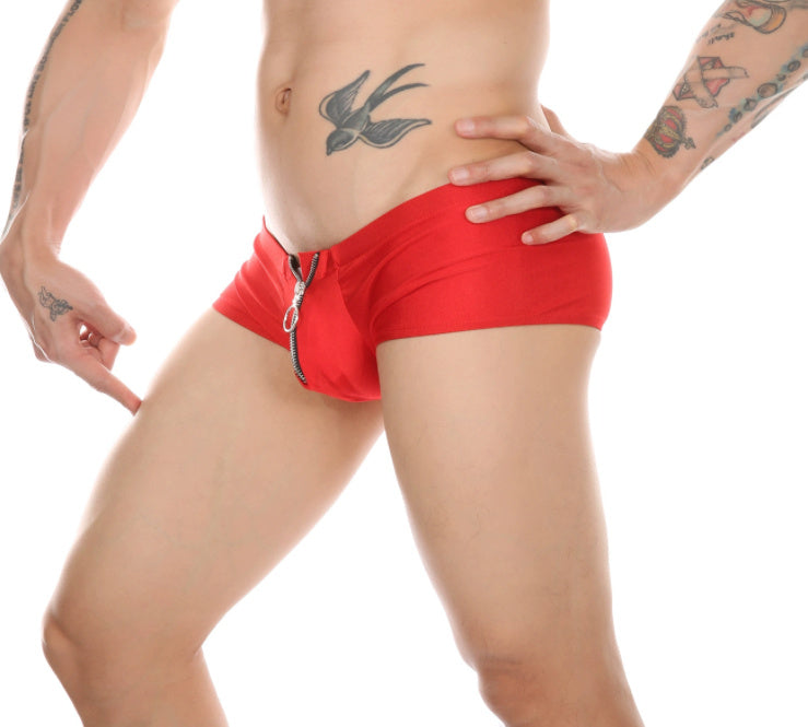 Solid-color Underpants With Zippers And Tight Underpants