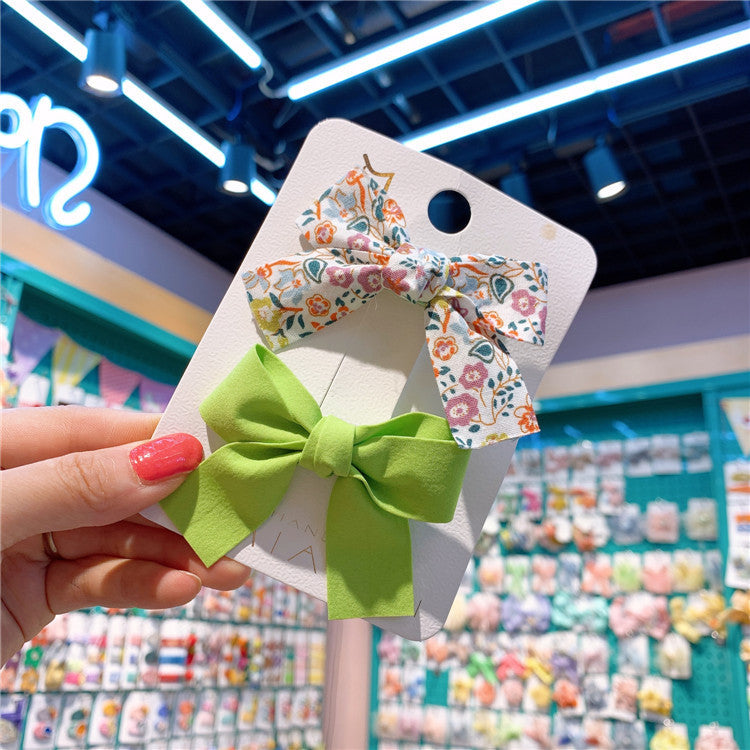 Fresh Floral Bow Barrettes Children's Macaron Color Press Hair Clip Accessories