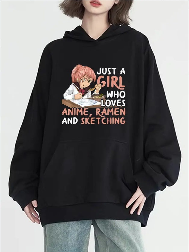 Women's Anime Themed Hoodie Regular Fit Polyester Spandex