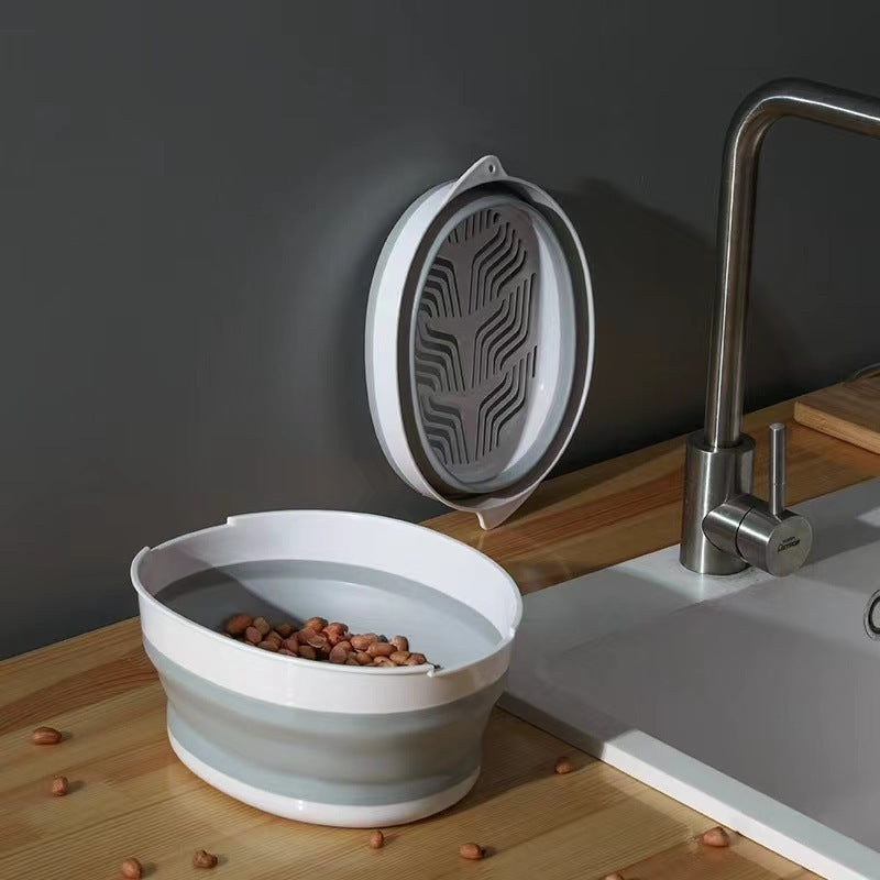 Telescopic Folding Kitchen Drain Basket with Handle – Foldable Vegetable Washing & Straining Basket