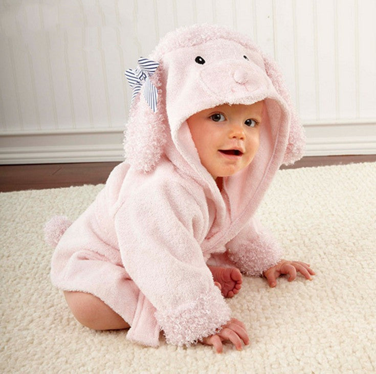 Unisex Hooded Cotton Baby Bathrobe Cartoon Relaxed Fit