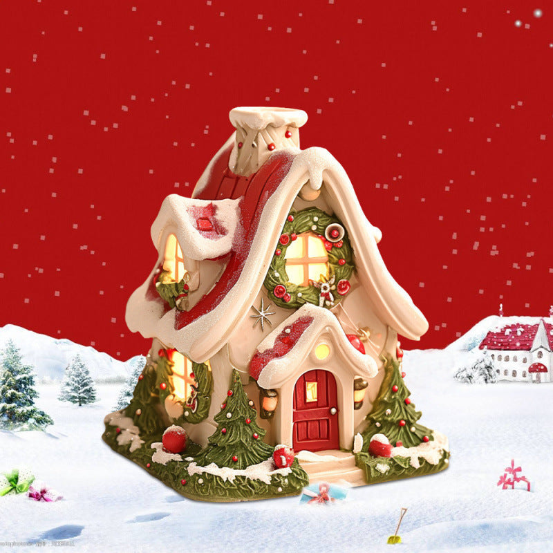 Luminous Snow House Aromatherapy Stove Home Living Room Mini Resin Ornament