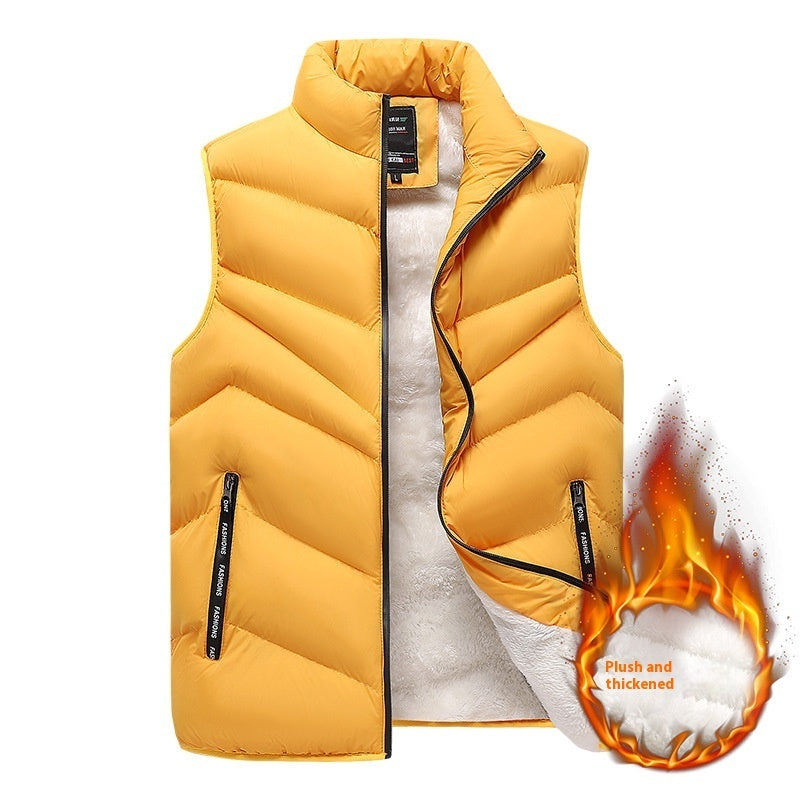 Men's Lamb Wool Vest Solid Color Warm Outdoor Outerwear