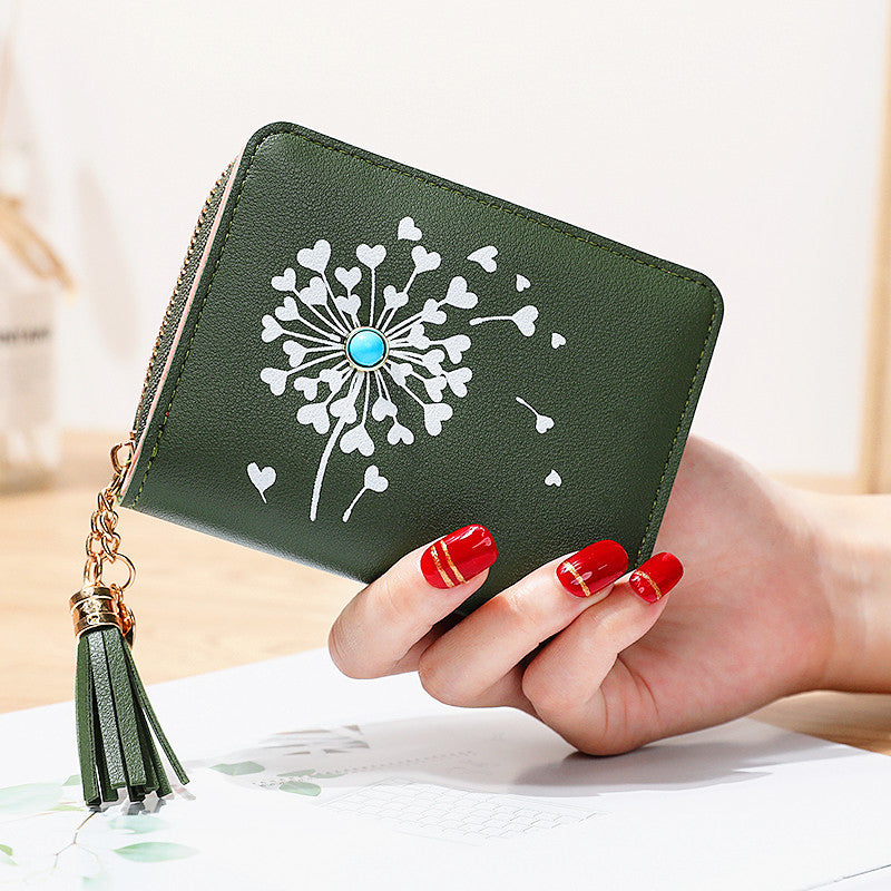 Simple PU Leather Zipper Multiple Card Slots Mini Short Women's Wallet