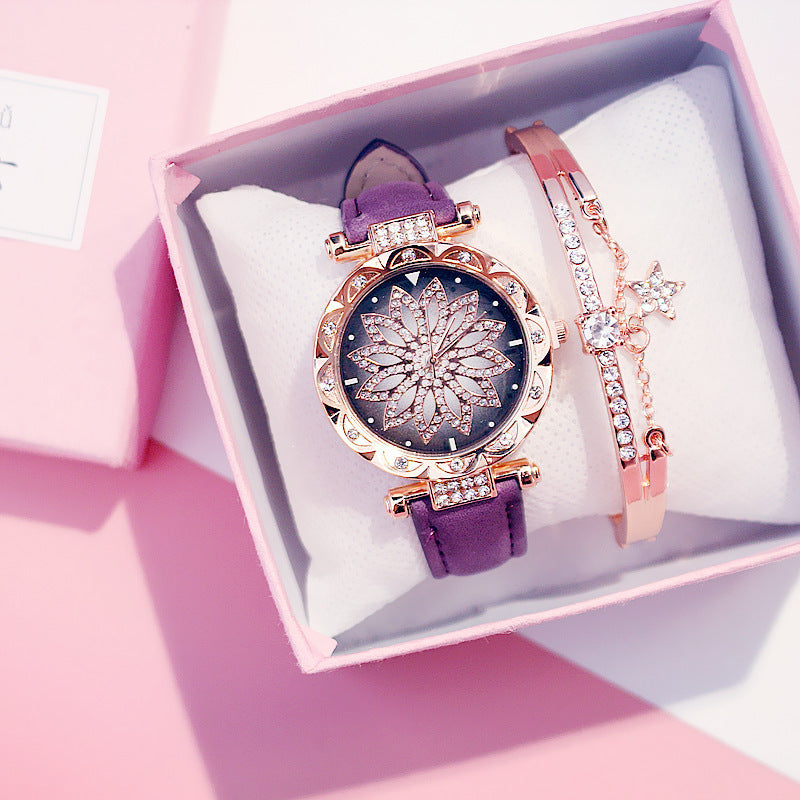 Casual Rotating Ladies Quartz Watch with Stainless Steel Strap