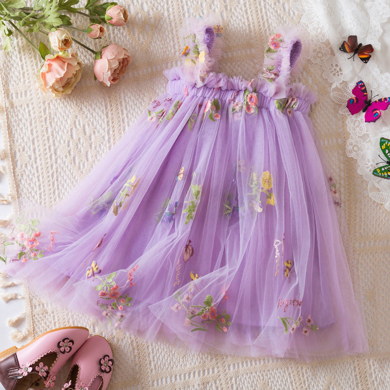 Embroidery Sweet Gauze Dress Children's Dress Princess Dress