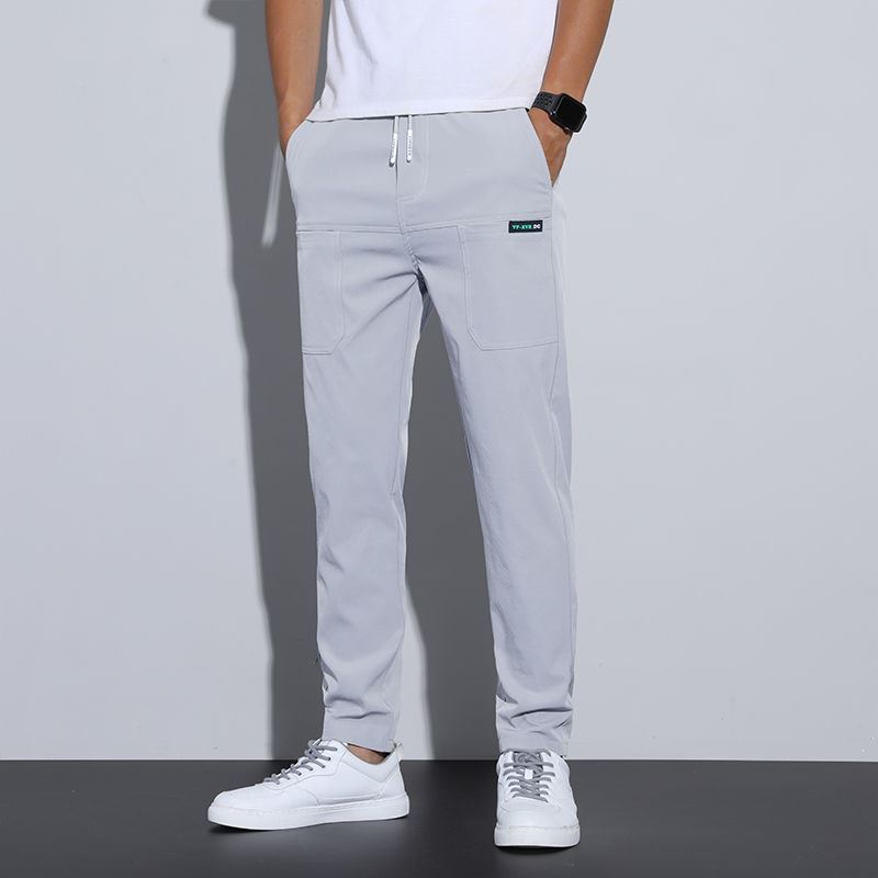 Men’s Ice Silk Business Casual Pants – Elastic Large Size Trousers