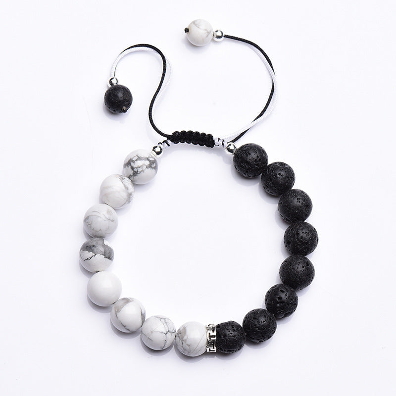 White Turquoise Volcanic Rock Couple Bracelet