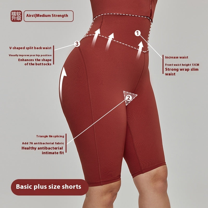 Nylon Plus Size Sports Shorts High Waist