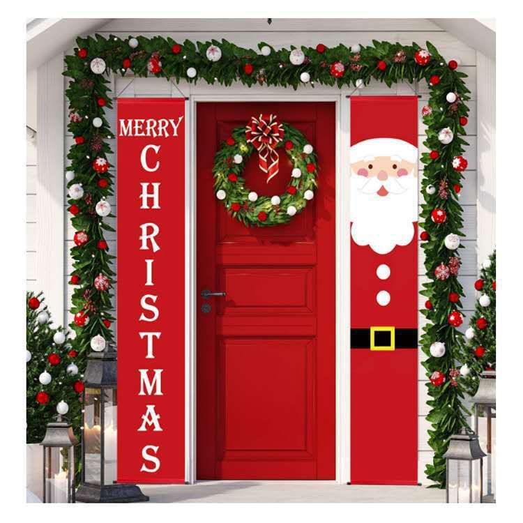 Christmas Couplet Decorative Door Curtain Hanging Flag