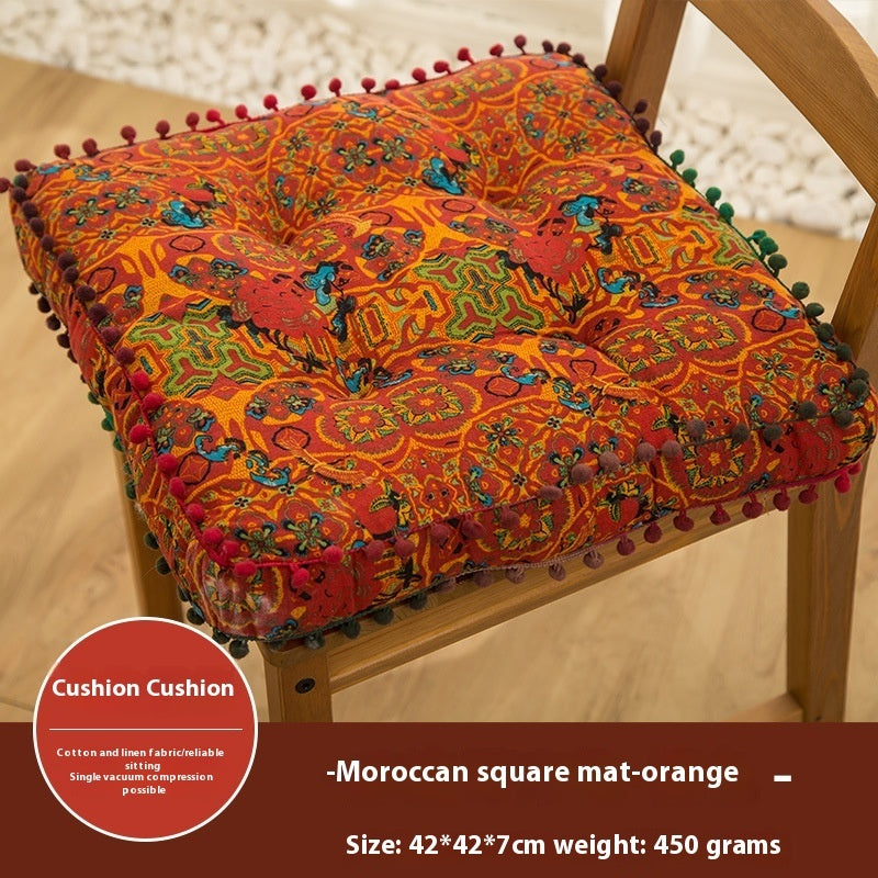Cotton And Linen Fabric Floor Cushion Large Thickened Square Seat Cushion