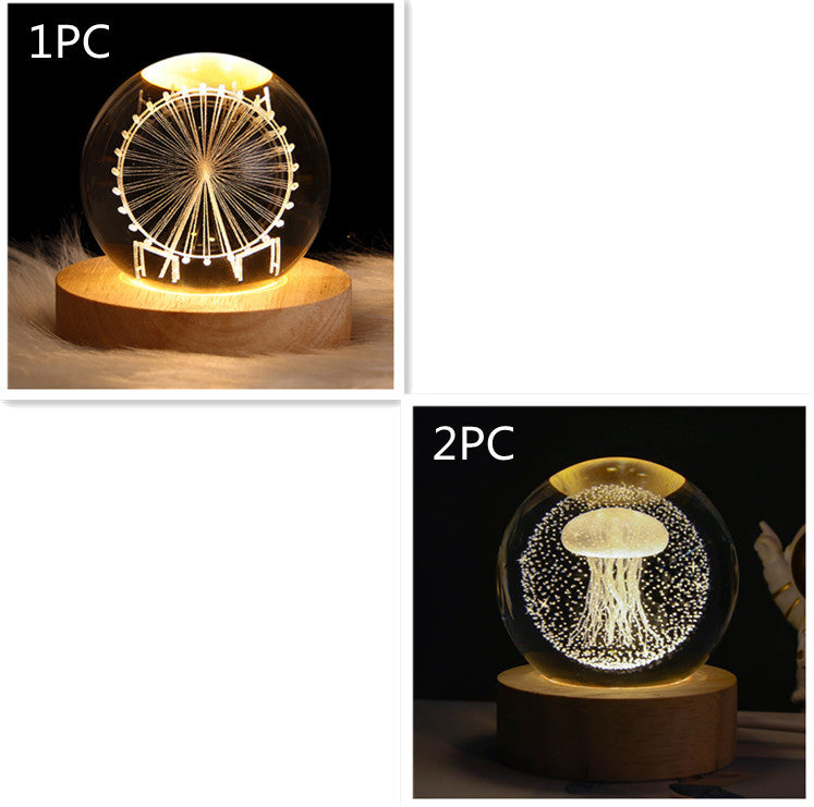 Luminous Starry Sky Moon and Planets Crystal Ball Night Lamp Projection Light