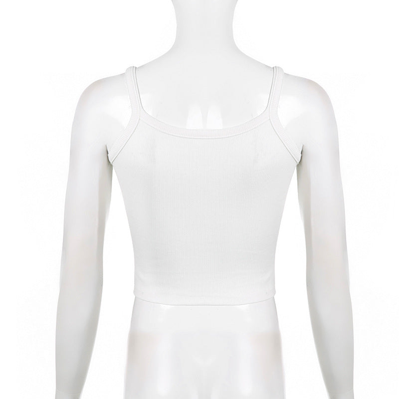 European And American Sweet And Spicy Short Crop-top Spaghetti-strap Vest