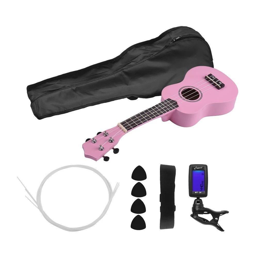 21 inch acoustic ukulele full bass wood with button battery