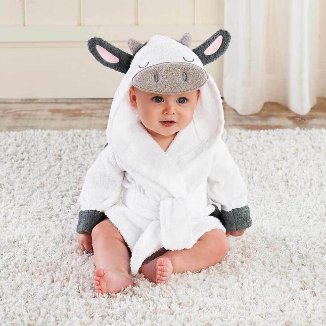 Unisex Hooded Cotton Baby Bathrobe Cartoon Relaxed Fit