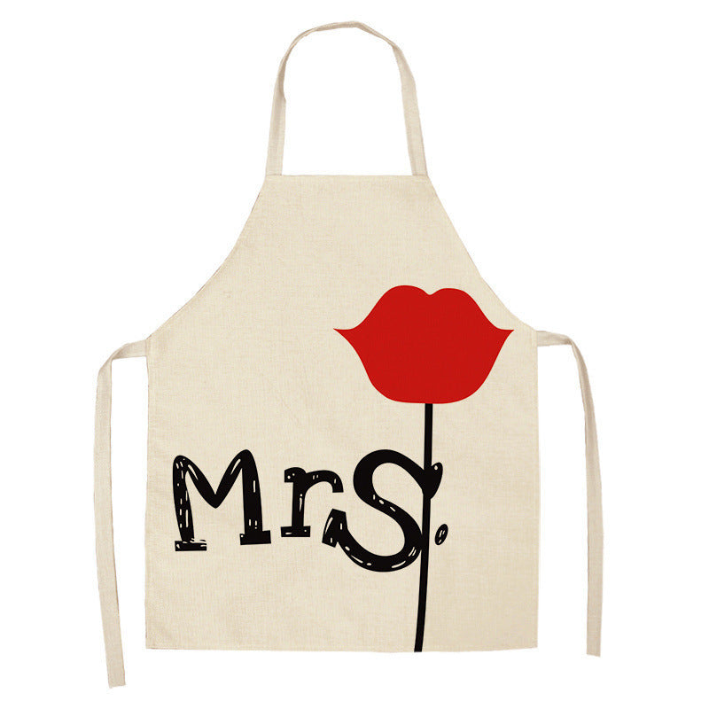 Red Lip Letters Apron – Oil-Proof, Stain-Resistant Kitchen Apron