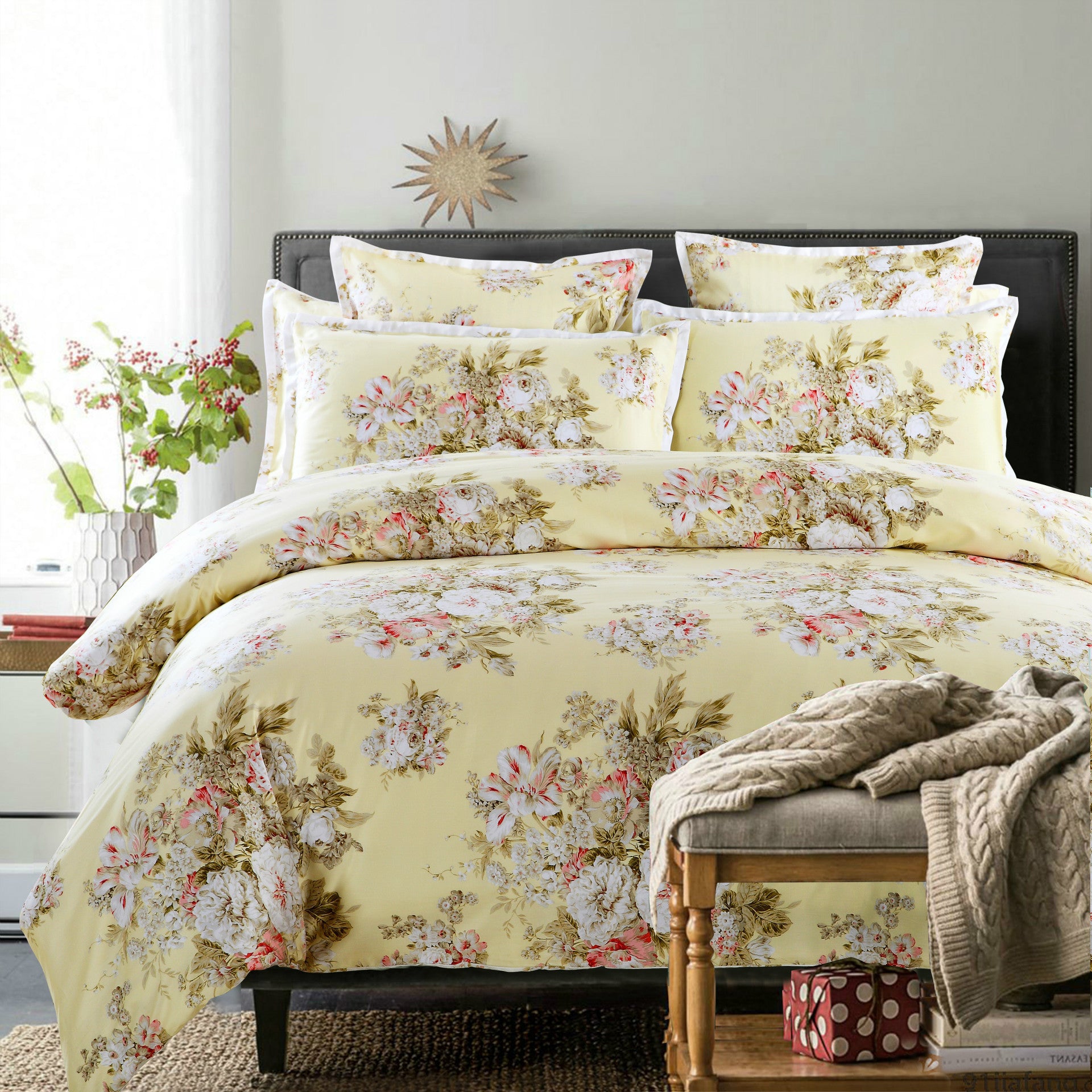 Pure Cotton Twill Plant and Flower Printed Bedding Set