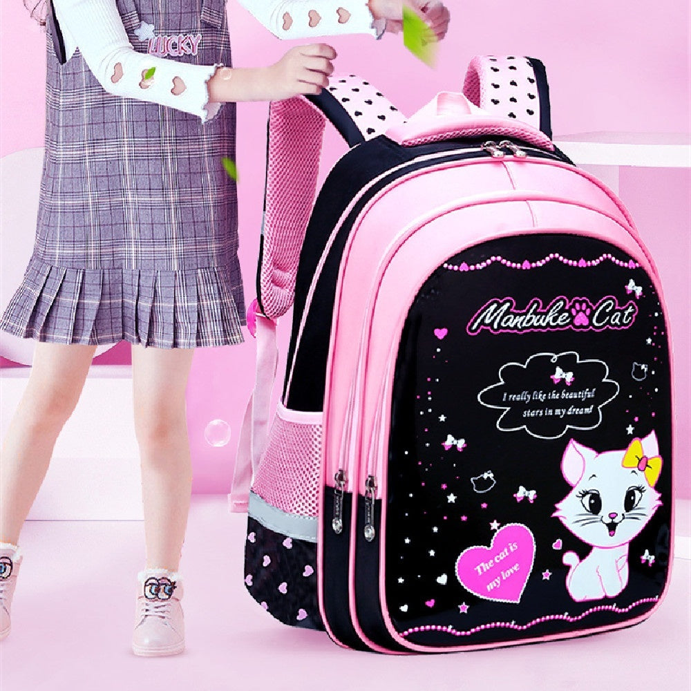 Kids Cute Cat Print Nylon Backpack Trendy Stylish Everyday