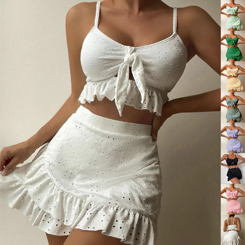 Women's Polyester Solid Color Bikini Set Slim Swimsuit