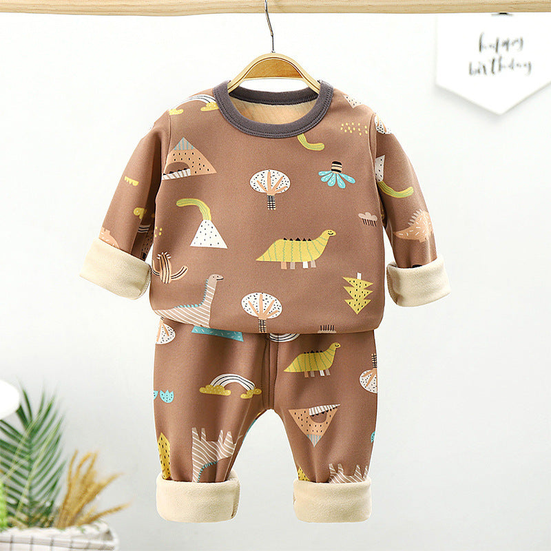 Baby Thickened Warm Autumn Clothes Long Trousers Children's Home Set
