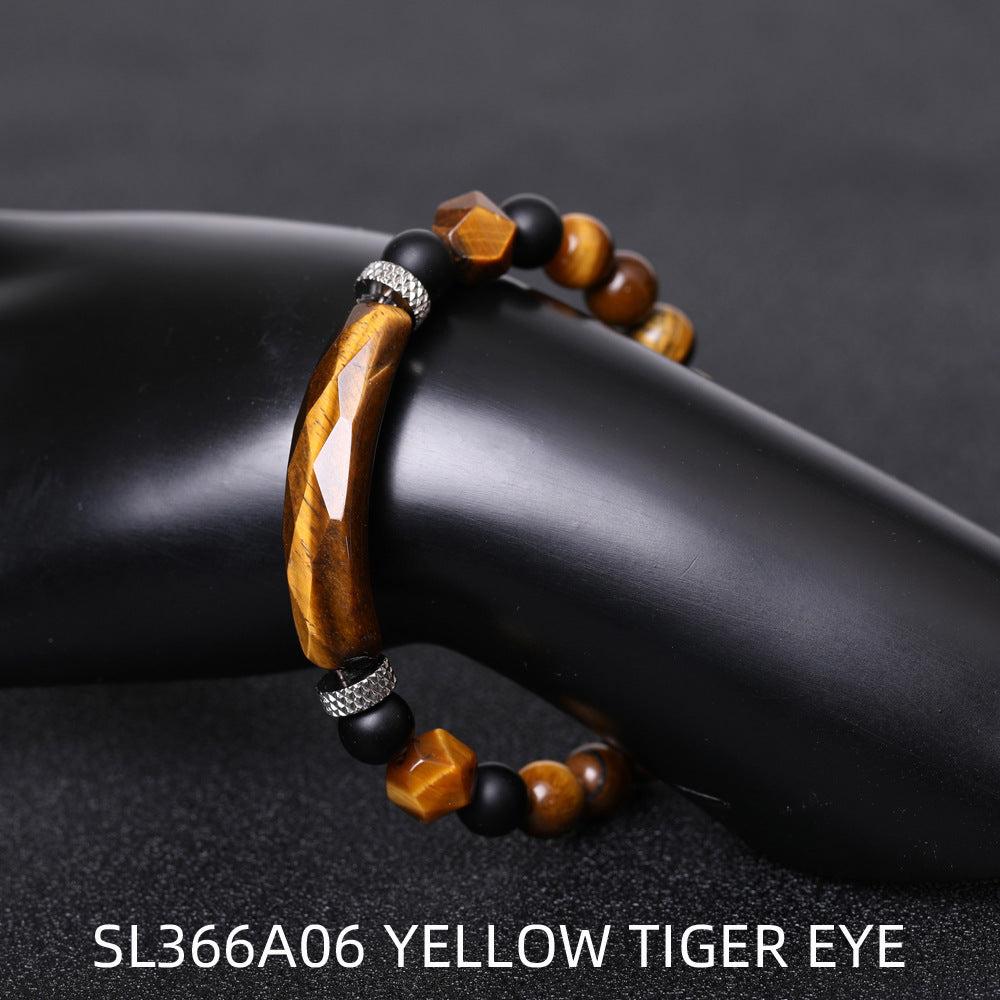 Women's Black Agate Diamond-Shaped Cut Bracelet Elegant