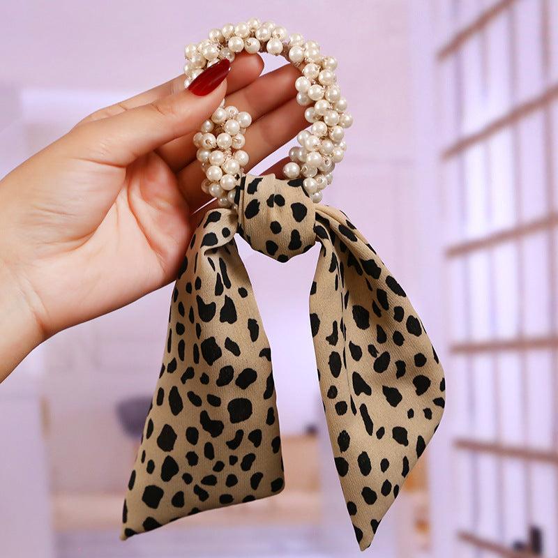Pearl Streamer, Bowknot, Hair Rope, Retro Headdress, Female Tying Hair, Hair Accessories