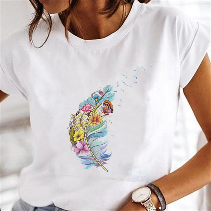Women's Dandelion Print Milk Silk Pullover Tee