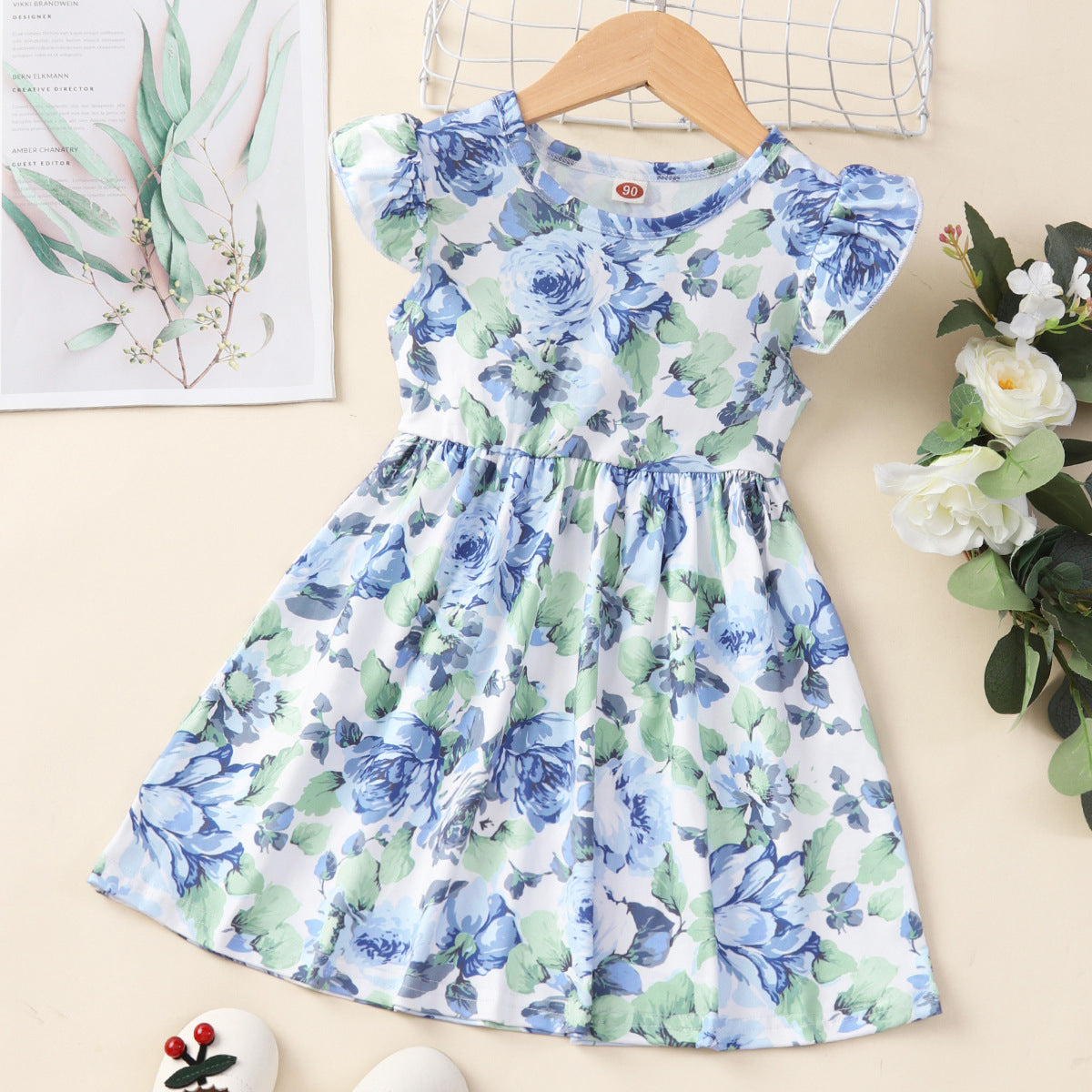 Children Flounced Sleeve Dress Girl Princess Dress