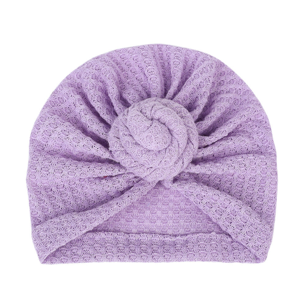 Children's Waffle Solid Color Baby Hat Elastic