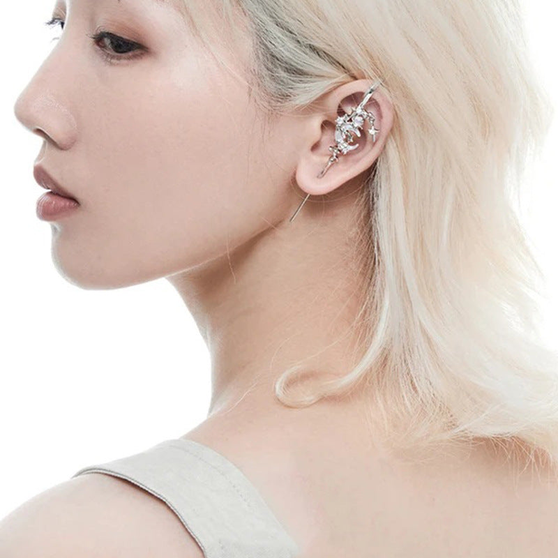 Creative Star Moon Diamond Geometric Fashion Stud Earrings