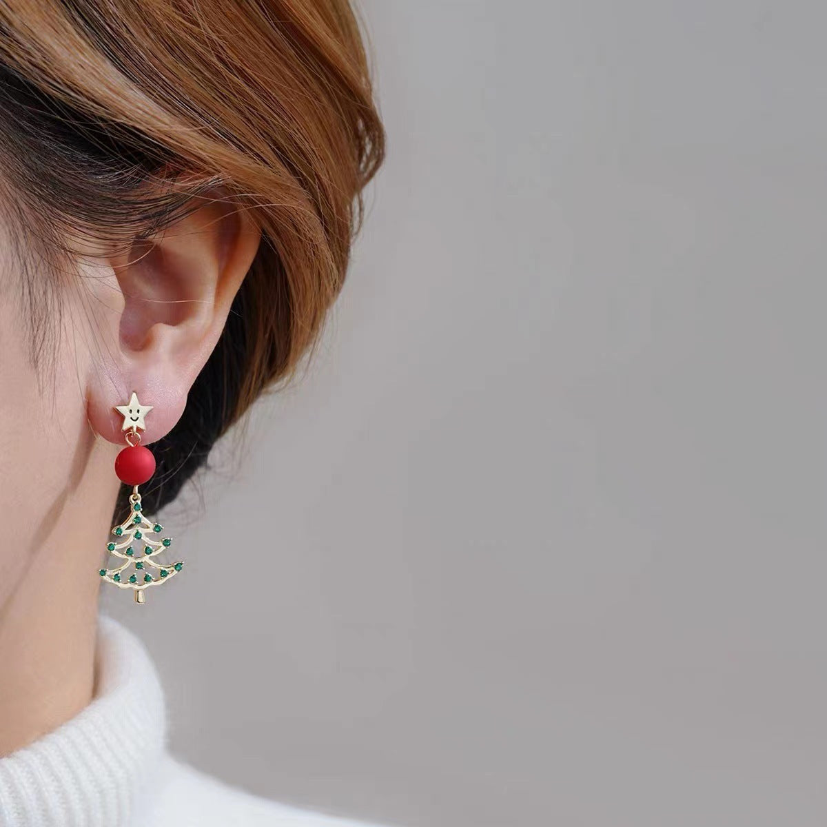 Simple Hollow-out Long Colorful Christmas Tree Tassel Earrings