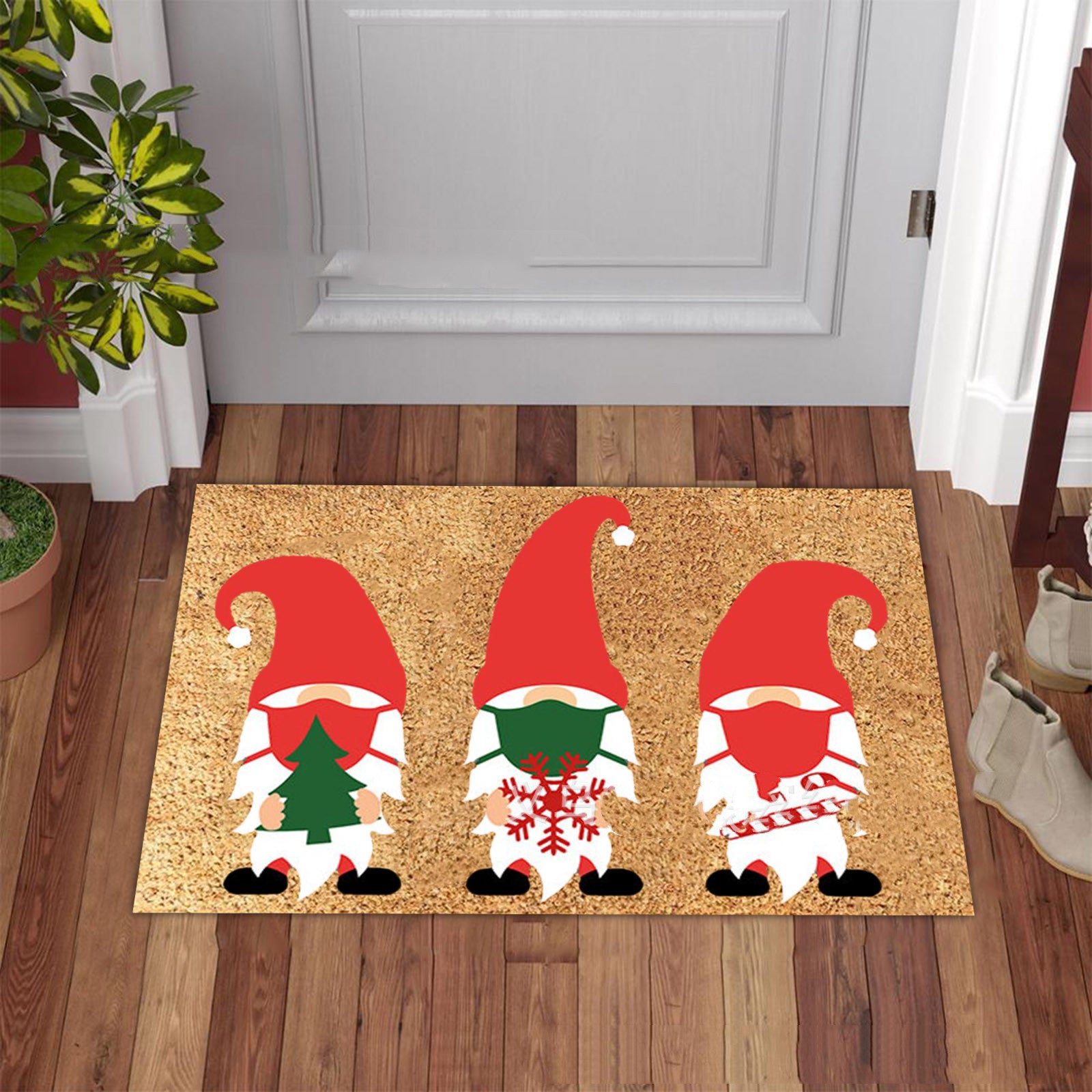 Christmas Series Flannel Floor Mat Non-slip Fluffy Carpet