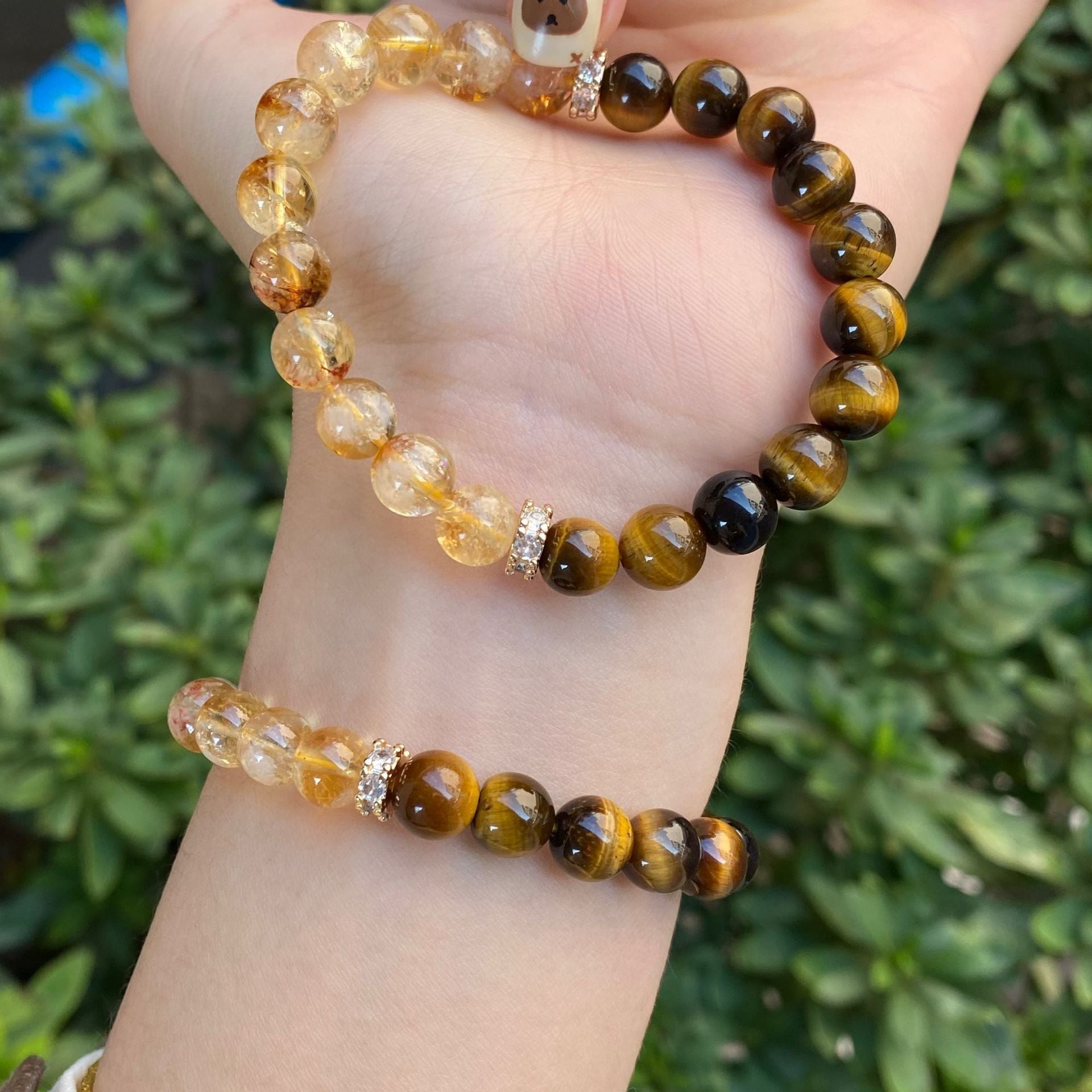 Handmade Unisex Citrine Diamond Gourd Bracelet