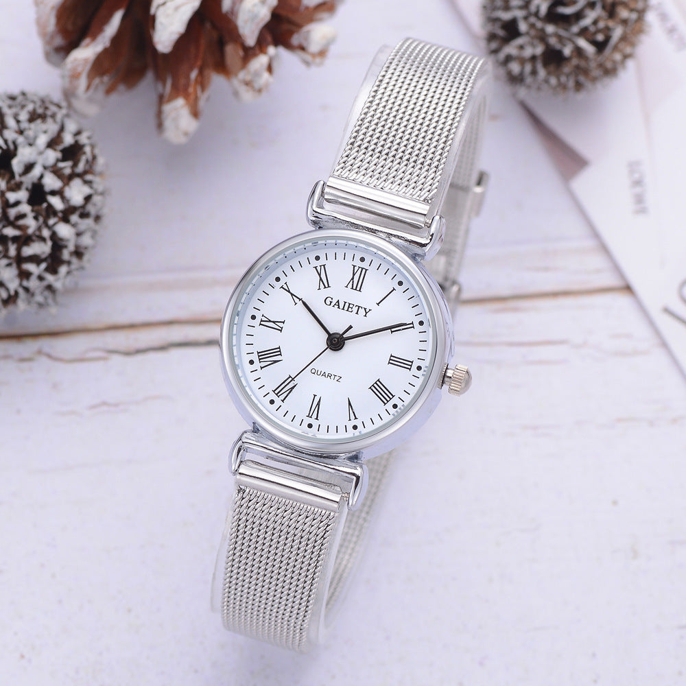 Elegant Roman Numeral Quartz Watch with Alloy Strap and Pin Buckle