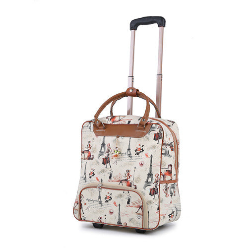 PU Leather Trolley Case Unisex Travel Luggage Striped