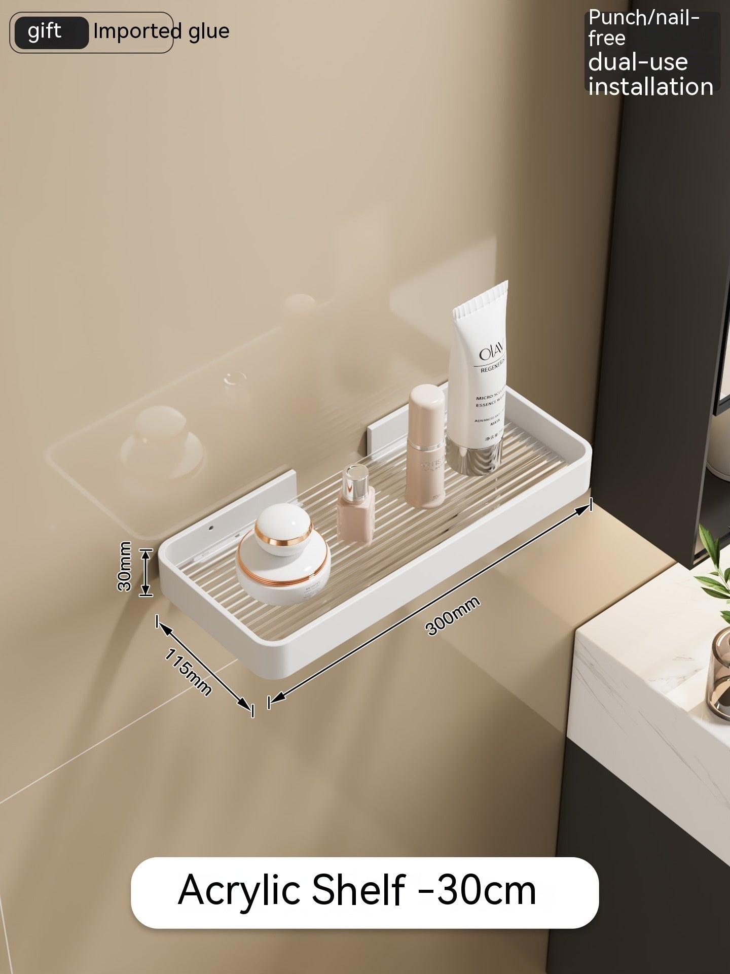 Bathroom Storage Rack Bathroom Toilet Acrylic Face Washing Washstand Towel White Punch-free
