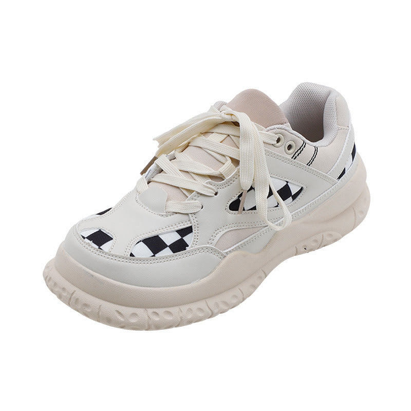 Womens Checkerboard Large Toe Retro Casual Sports Shoes