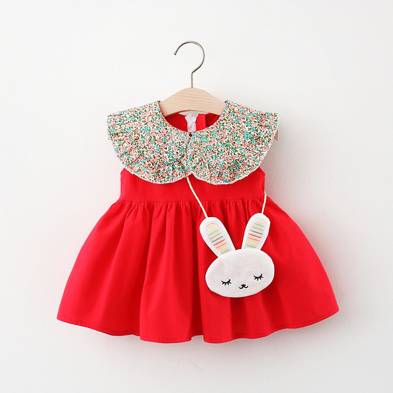 Girls' Sleeveless Dress New Fashionable Solid Color