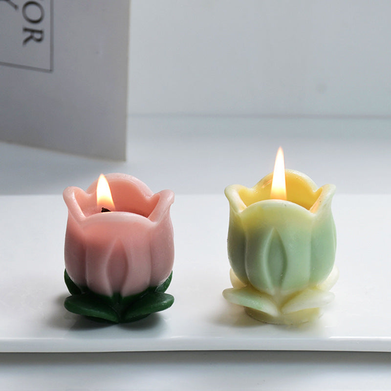 Tulip Candle Silicone Mold With Leaves