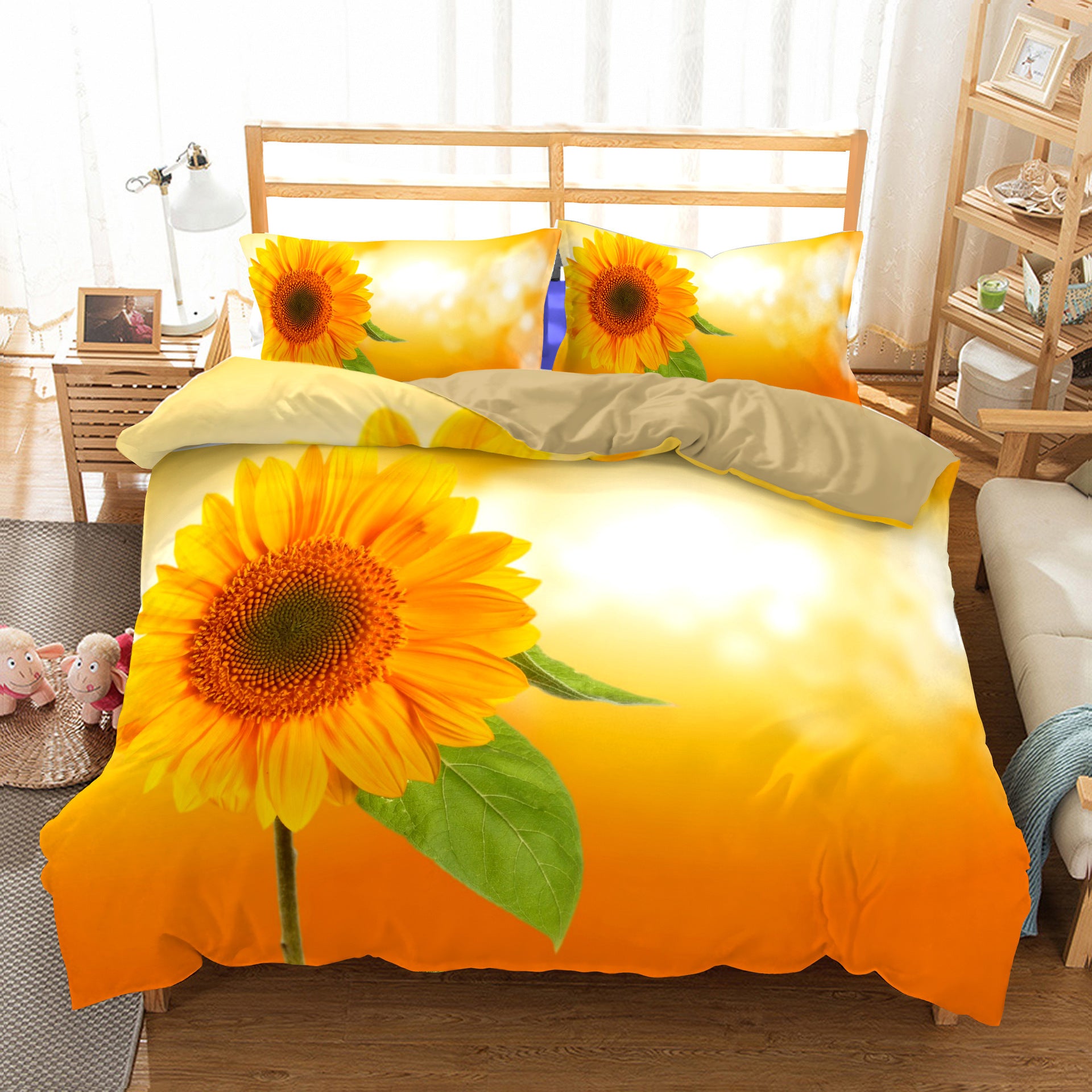 Three-Piece Sunflower Quilt Cover Bedding Set