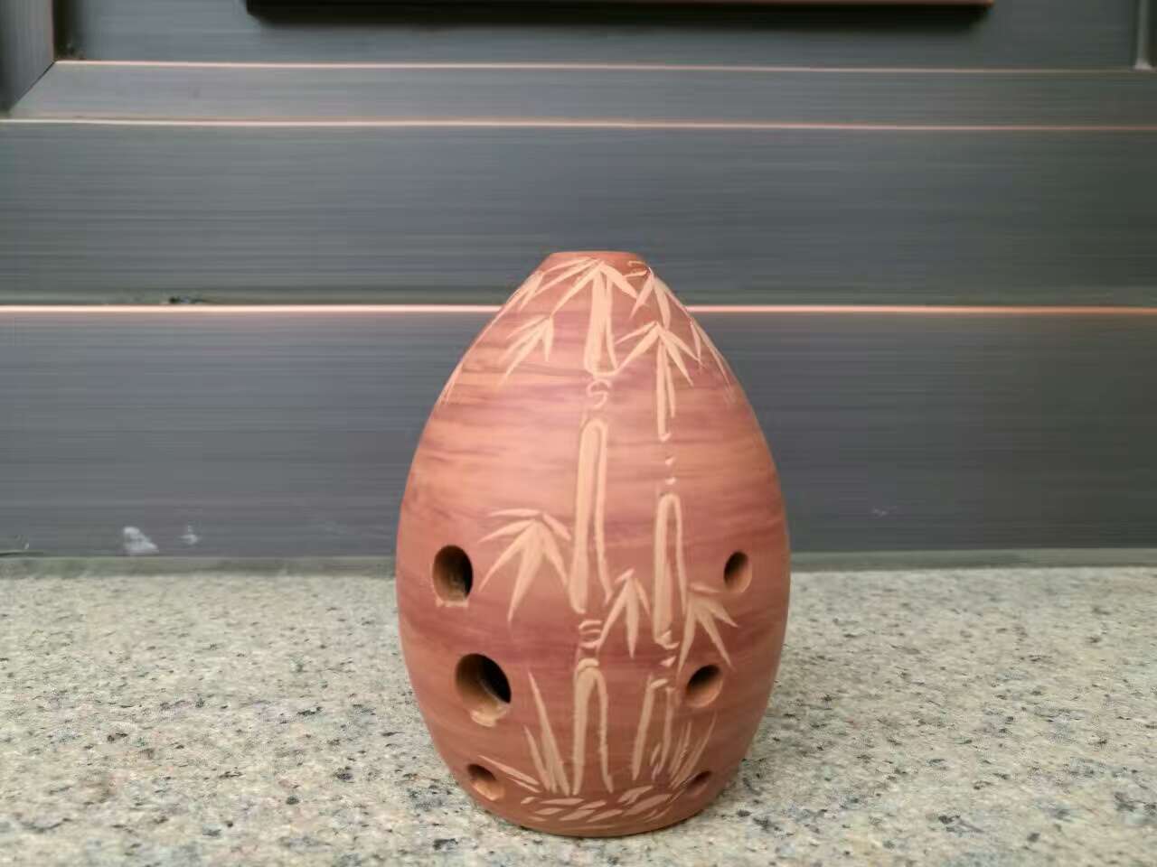 Nickel-Plated Eight-Hole Pear-Shaped Ancient Xun Musical Instrument with Seven Star Design