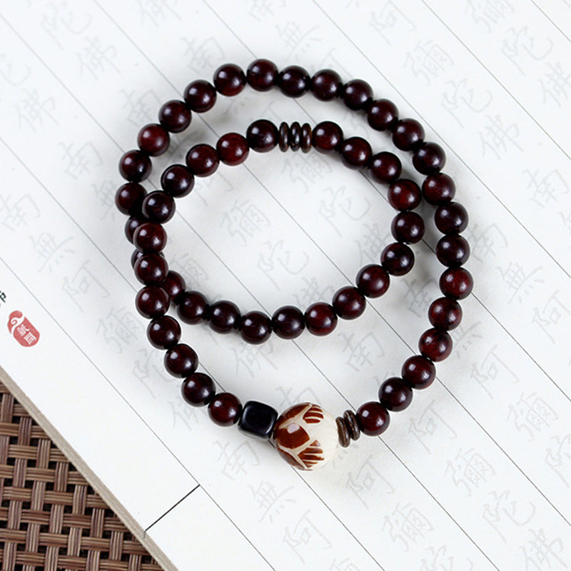 Simple All-match Natural Rosewood Double-ring Bracelet