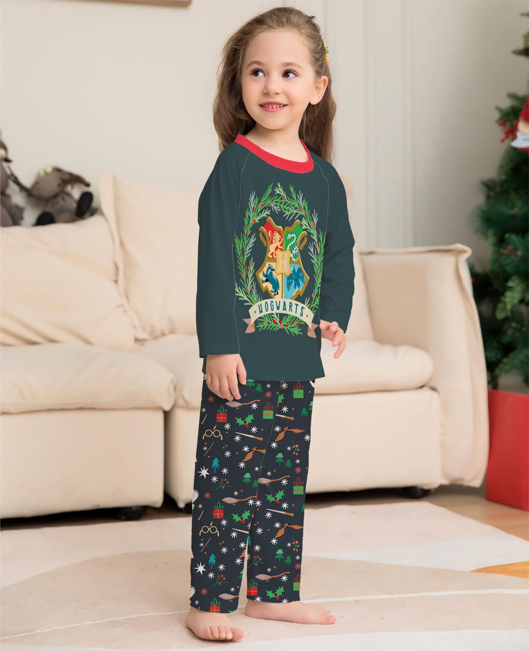 Cartoon Graphic Print Crew Neck Homewear Pajamas
